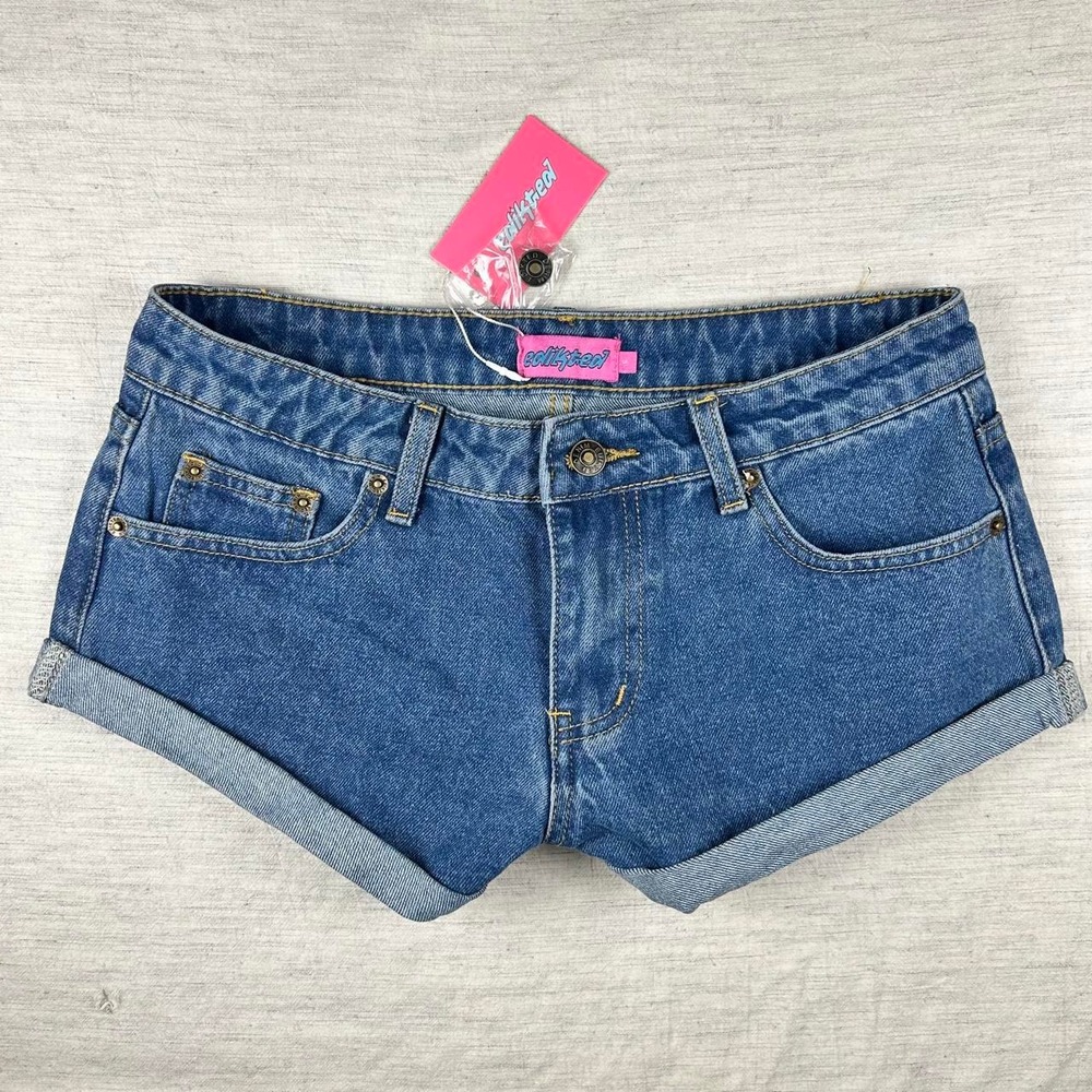 Edikted blue denim shorts size S NWT